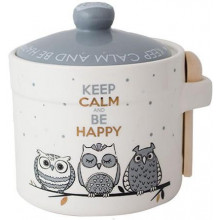 Банка-медовниця керамічна Be Happy "Совушки" 420мл (2537)