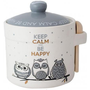 Банка-медовниця керамічна Be Happy "Совушки" 420мл (2537)