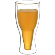 Стакан пивний "Beer Bottle" 350мл з подвійними стінками, скляна термокружка (3537)