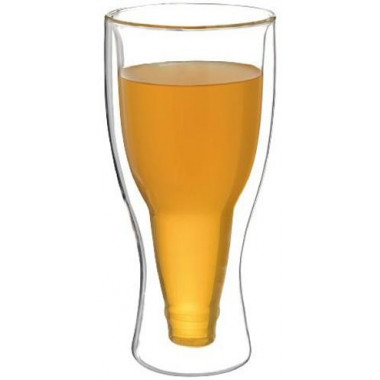 Стакан пивний "Beer Bottle" 350мл з подвійними стінками, скляна термокружка (3537)