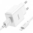 Мережевий зарядний пристрій з кабелем HOCO C106A Leisure single port charger set(iP) 10.5W White (6931474783899) (537)