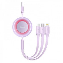 Кабель Baseus Bright Mirror 2 Series Retractable 3-in-1 Fast Charging  Data Cable USB to M+L+C 3.5A 1.1m Purple (CAMJ010005) (14837)