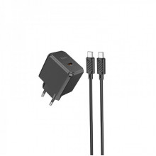 Мережевий зарядний пристрій з кабелем HOCO CS13A Ocean single port PD20W charger set(Type-C to Type-C) Black (6942007603843) (19837)