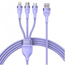Кабель Baseus Flash Series Ⅱ One-for-three Fast Charging Data Cable USB to M+L+C 100W 1.2m Purple (CASS030005) (14937)
