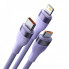 Кабель Baseus Flash Series Ⅱ One-for-three Fast Charging Data Cable USB to M+L+C 100W 1.2m Purple (CASS030005) (14937)