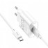 Мережевий зарядний пристрій з кабелем HOCO C109A(10.5W) Fighter single port charger set(Type-C) White (6942007656610) (547)