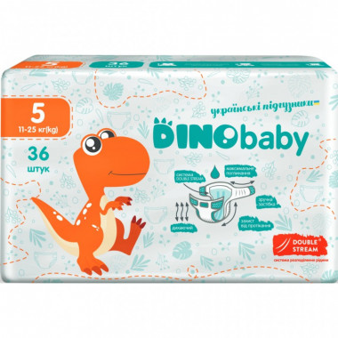 Подгузники Dino Baby Размер 5 (11-25 кг) 36 шт (4823098410614) (15647)