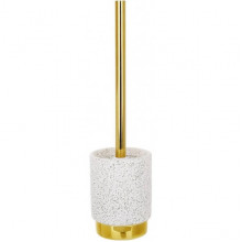 Йоржик для туалету з керамічною підставкою "White Granite & Gold" 32см (6747)