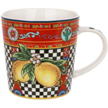 Кухоль порцеляновий Sicilia "Limoni" (Лимони) 450мл, подарункова чашка (4057)