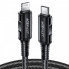 Кабель ACEFAST C4-01 Type-C to iP 3A, 30W, 1.8m, nylon, zinc connectors, Black (6974316281306) (20157)