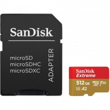 Карта пам'яті microSDXC (UHS-1 U3) SanDisk Extreme A2 512Gb class 10 V30 (R190MB/s,W130MB/s) (adapter SD) (SDSQXAV-512G-GN6MA) (457)