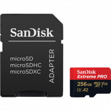 Карта памяти SanDisk 256 GB microSDXC UHS-I U3 Extreme Pro+SD Adapter (SDSQXCD-256G-GN6MA) (17067)