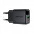 Мережевий зарядний пристрій ACEFAST A116 PD35W GaN charger (USB-A+USB-C) with digital display Black (6974316284468) (17267)