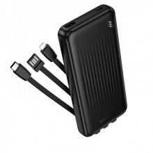 Зовнішній акумулятор BOROFONE BJ79 Clever power bank with 3 cables(10000mAh) Black (6941991121531) (17367)