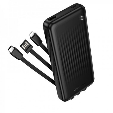 Зовнішній акумулятор BOROFONE BJ79 Clever power bank with 3 cables(10000mAh) Black (6941991121531) (17367)