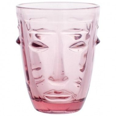 Набір 6 скляних стаканів Ariadne "Face Pink" 250мл, темно-рожеве скло (3477)