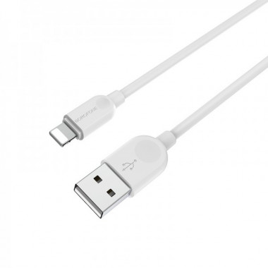 Кабель BOROFONE BX14 USB to iP 2.4A, 1m, PVC, TPE connectors, White (6957531089971) (14877)