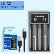 Зарядное устройство LiitoKala Lii-C2 для Li-Ion, Ni-Mh/Ni-Cd АКБ. Универсальное, USB-C, LED, 2 канала, Ток 2А (9287)