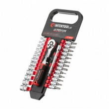 Набор головок 1/4" 4-14 мм., TORX, PH, HEX, SL, 72 зуба, 28ед., Cr-V STORM INTERTOOL ET-8018 (17587)