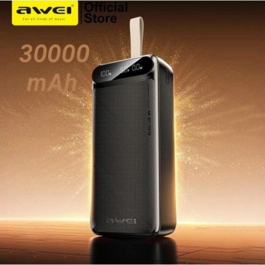 Внешний аккумулятор Power bank Awei PA12 30000mAh PD22,5W+быстрая зарядка батарея зарядка Черный (22587)