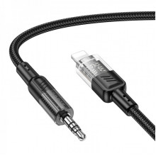 Аудiокабель HOCO UPA27 iP to 3.5mm male, nylon braid, 1.2m, Black (6942007612524) (19687)