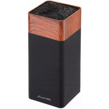 Підставка Kamille Acacia Black, колода для ножів 9.5х9.5х22см з поліпропіленовим наповнювачем (2987)
