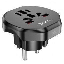 Мережевий адаптер HOCO AC6 Unimpeded universal conversion plug Black (6931474791511) (20197)