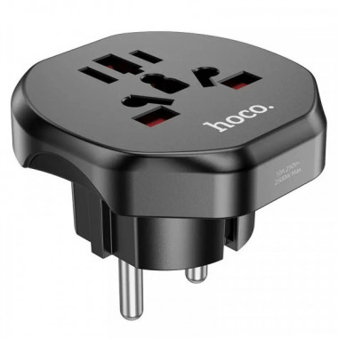 Мережевий адаптер HOCO AC6 Unimpeded universal conversion plug Black (6931474791511) (20197)