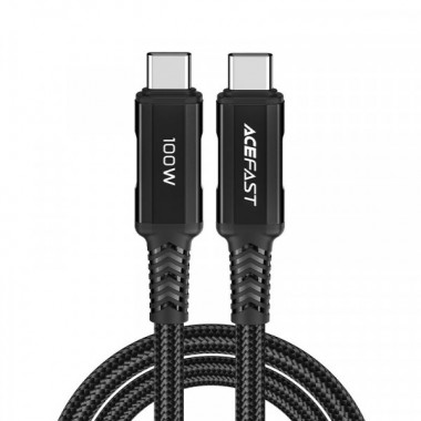 Кабель ACEFAST C4-03 Type-C to Type-C 5A, 100W, 2m, nylon, zinc connectors, Black (6974316280996) (16297)