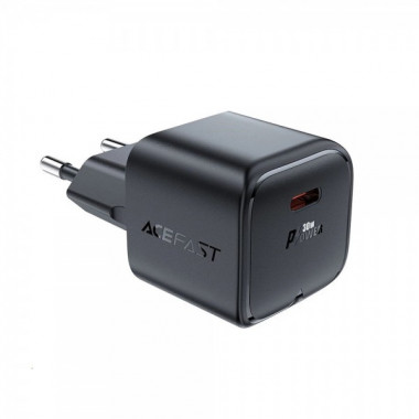 Мережевий зарядний пристрій ACEFAST A77 mini PD30W GaN USB-C charger Black (6974316282662) (397)