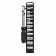 Набор головок 8-19 мм, 1/2", рукоятка с храповым механизмом, 10 ед. INTERTOOL ET-6013 (18497)