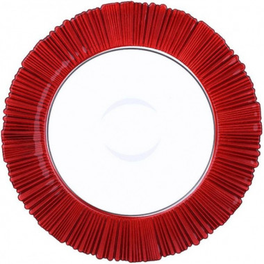 Набір 6 скляних тарілок "Fleur Red" 33см, червоний (4497)