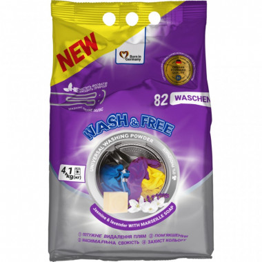 Стиральный порошок Wash&Free Universal Жасмин и лаванда с марсельским мылом 4.1 кг (4262396140906) (7497)