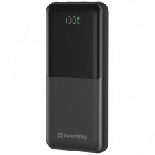 Батарея универсальная ColorWay 10 000 mAh PD/22.5W, QC/3.0, LCD, Black (CW-PB100LPB3BK-PDD) (19597)