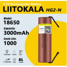 Аккумулятор высокоточный 18650, LiitoKala HG2-N, 3000mah, с контактами под пайку, ОРИГИНАЛ (21597)
