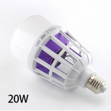 Лампочка ловушка от комаров 2 в 1 с електрошоком 220V светодиодная 20W цоколь E27 Mosquito Killer (9208)