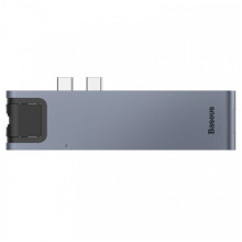 USB-хаб Baseus Thunderbolt C+Pro Seven-in-one smart HUB docking station Grey (CAHUB-L0G) (18308)