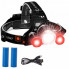 Фонарь налобный с красным светом PLD 3000-T6+2XPE (RED), 2x18650, ЗУ Type-C (9408)
