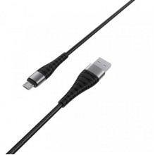 Кабель BOROFONE BX32 USB to Micro 2.4A, 1m, nylon, aluminum+TPE connectors, Black (6931474710437) (20508)