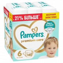 Подгузники Pampers Premium Care Розмір 6 (13-18 кг) 140 шт (8006530223683) (22508) Подгузники Pampers Premium Care Розмір 6 (13-18 кг) 140 шт (8006530223683) (22508)