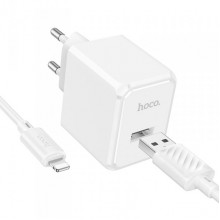 Мережевий зарядний пристрій з кабелем HOCO CS11A Ocean single port charger set(iP) White (6942007603577) (508)