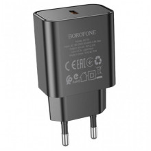 Мережевий зарядний пристрій BOROFONE BA71A Power single Port PD20W charger Black (6974443387957) (14608)