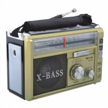 Радиоприёмник колонка с радио FM USB MicroSD и фонариком Golon RX-381 на аккумуляторе Золотой (20608)