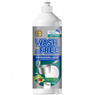 Средство для ручного мытья посуды Wash&Free Экстракт алоэ вера и лесной земляники 1000 г (4823128001331) (7608)