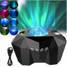 Ночник проектор звездное небо с bluetooth колонкой Aurora Moon Star Черный (17908)