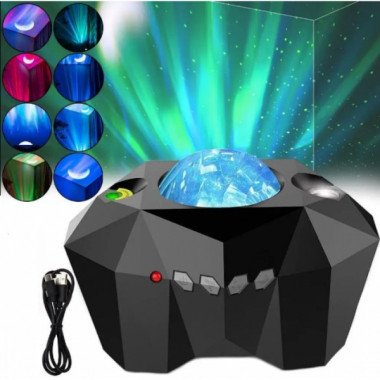 Ночник проектор звездное небо с bluetooth колонкой Aurora Moon Star Черный (17908)