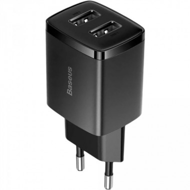 Мережевий зарядний пристрій Baseus Compact Charger 2U 10.5W EU Black (CCXJ010201) (518)