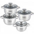 Набір 4 каструлі Ofenbach Casserole із нержавіючої сталі (1.1л, 1.7л, 2.4л, 3.4л) зі скляними кришками (1128)