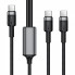 Кабель ACEFAST C22-02 USB-C to 2*USB-C 100W aluminum alloy charging data cable Black (6974316285120) (16328)