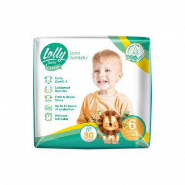 Подгузники Lolly Soft Extra Large 6 16+ кг 30 шт (4820174981280) (7728)